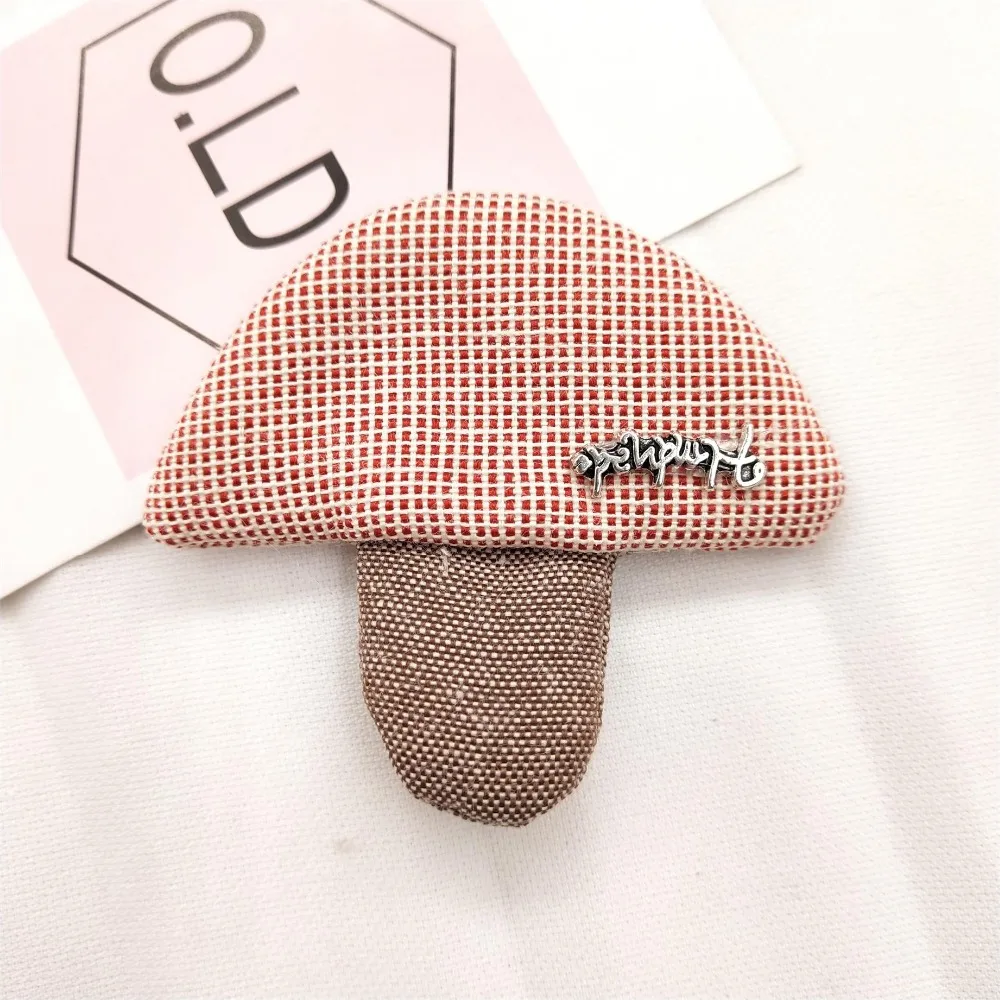 12pcs Cloth Plaid Mushroom Patch DIY Sewing Clothing Headwear Hair Clip Shoes Bag Accessories Handicraft Materials