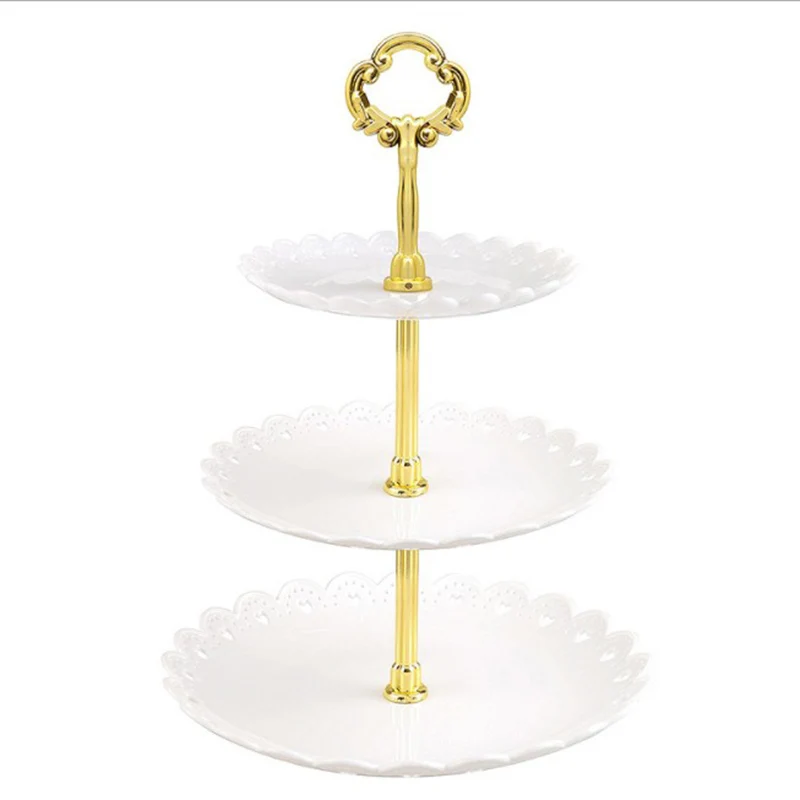 B 3 Layer Cake Stand Cake Decorating Tools Candy Fruit Plate Christmas Party Wedding Tableware Cake Shop Tools Home Decoration - Цвет: B