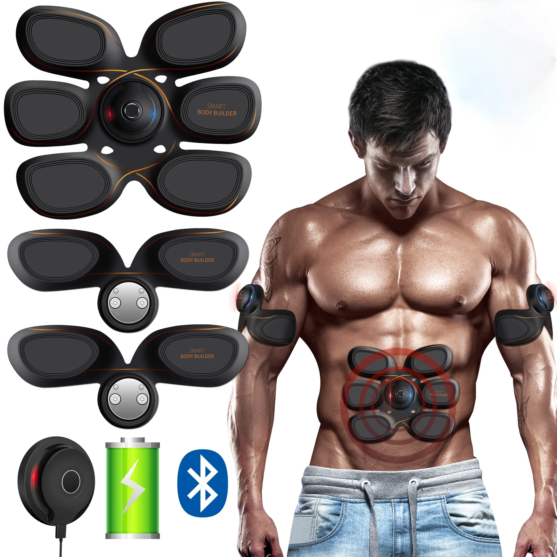 EMS Smart Fitness Abdominal Muscle Stimulator Newest Mobile Phone Application Control Home Gym Office Fitness Equipment 2022 newest android 9 0 full hd 1080p 4k 450 ansi lumens projecteur video home theater mini projector mobile phone