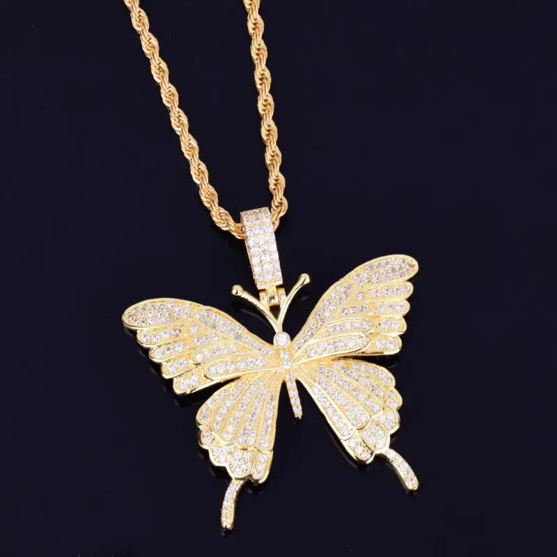 

Animal Butterfly Necklace & Pendant Iced Out Tennis Chain Gold Silver AAA Cubic Zircon Men's Women Hip hop Rock Jewelry