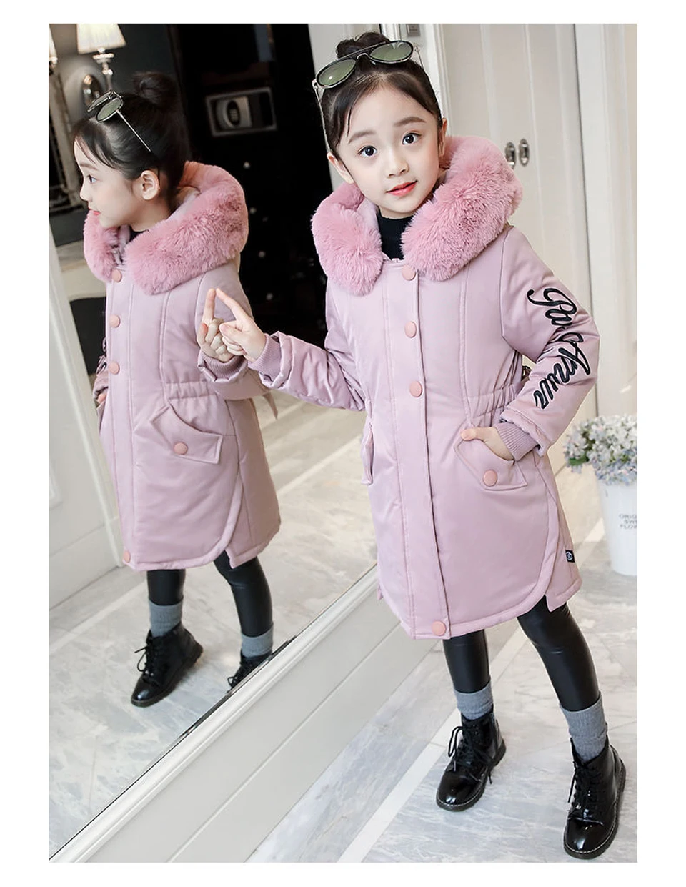 Новое поступление, детская зимняя куртка для девочек, детские теплые пальто с капюшоном хлопчатобумажная с мягкой набивкой парка для девочек, верхняя одежда для девочек с мультяшным принтом