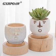 Human Face Abstract Ceramics Flowerpot Facial Expressions Art Crafts Portrait Ornament Home Mini Sculpture Small Flower Pots