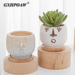 Human Face Abstract Ceramics Flowerpot Facial Expressions Art Crafts Portrait Ornament Home Mini Sculpture Small Flower Pots