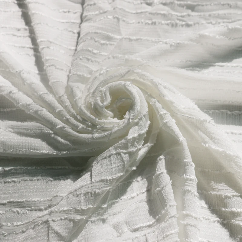1y* 140 см кремово-белая жаккардовая полосатая шифоновая ткань креп