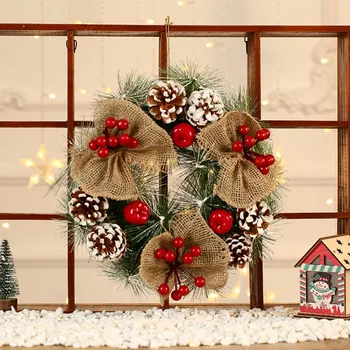 

Hot selling Christmas Wreath Handmade Rattan Pendant Garland Shopping Mall Door Decoration Advent Wreath