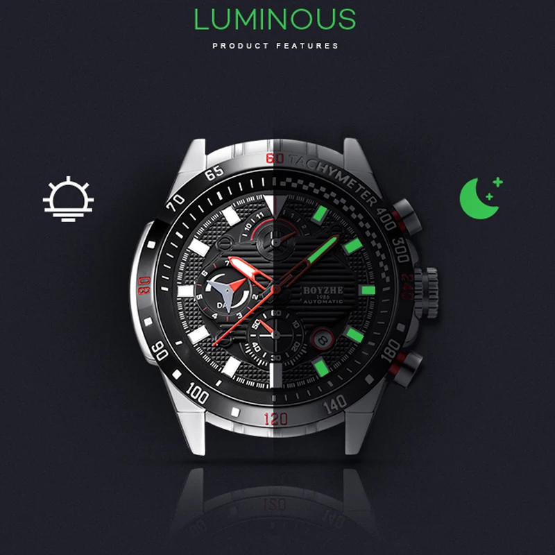 Самовзводные tourbillon часы Мужские механические Нержавеющая сталь с костями световой военный спортивные часы Relogio Masculino