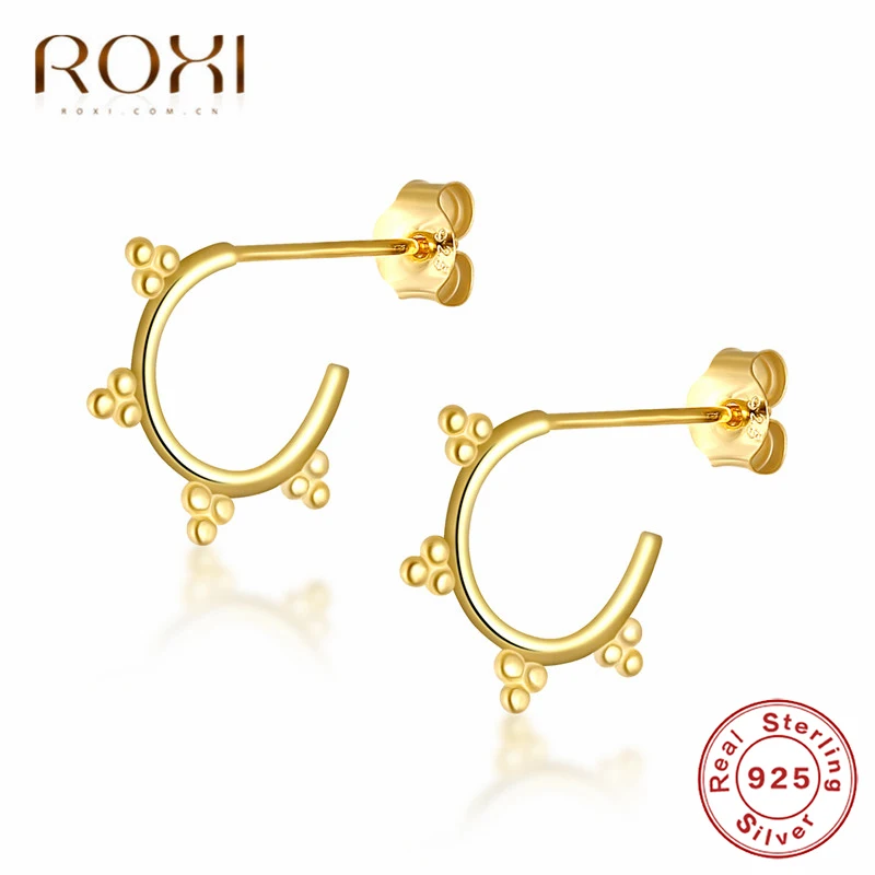 ROXI 925 пробы, серебряные женские серьги-гвоздики для женщин, ювелирное изделие, нежный цветок, маленькие серьги, хрящевая спираль, серьги для пирсинга