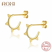 ROXI 925 пробы, серебряные женские серьги-гвоздики для женщин, ювелирное изделие, нежный цветок, маленькие серьги, хрящевая спираль, серьги для пирсинга