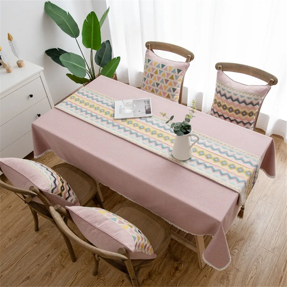 Скатерть с вышивкой тяжелого веса винтажный мешковины полиэстер