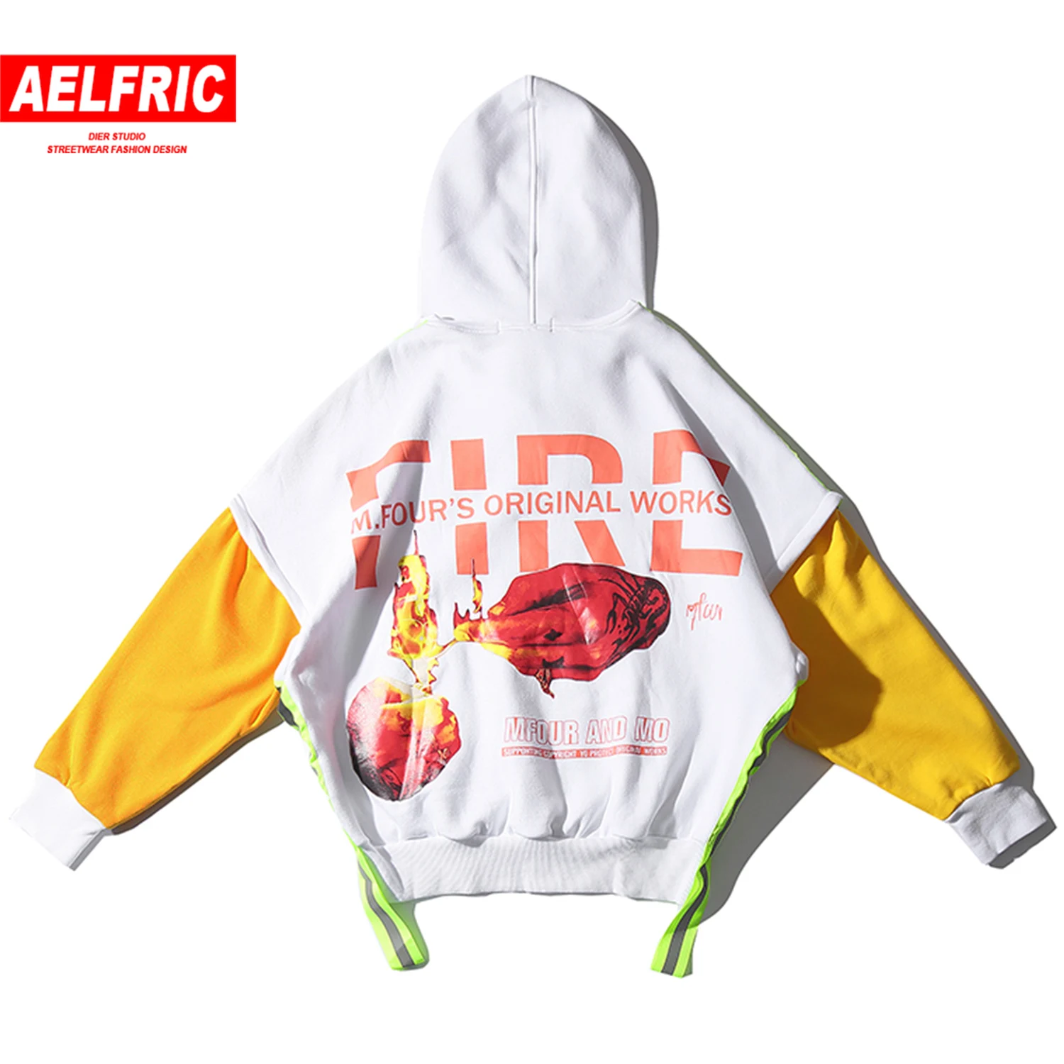 Aelfric Eden, Цветные Лоскутные флисовые мужские толстовки с капюшоном, Harajuku, Повседневный хлопковый пуловер, уличная одежда, толстовки