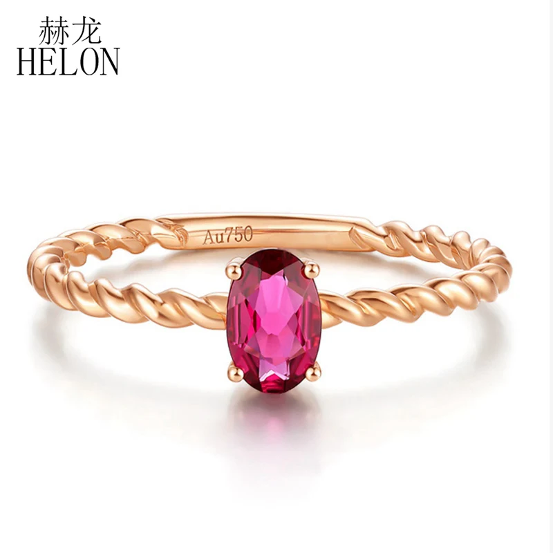 HELON, 18 К, розовое золото, сертифицированное овальное кольцо 4x5 мм, турмалин, кольцо с натуральным драгоценным камнем, ювелирное изделие, кольца для женщин на свадьбу, подарок