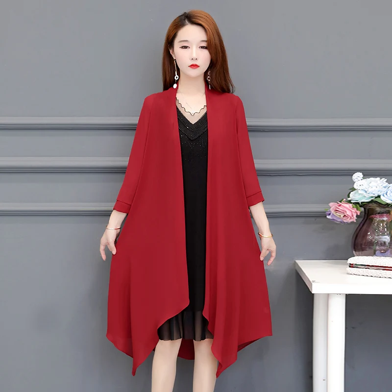 Plus Size 5XL Ladies Thin Long Jacket Summer Long Sleeve Casual Cardigan 2020 New Plus Size Gauze  Coat Outerwear Womens Jackets - 4.00067E+12