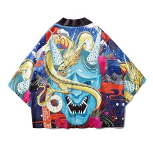 Кимоно японская мода Лето Haori Obi Yukata пляжное кимоно Японские мужские уличные японские кимоно кардиган для мужчин