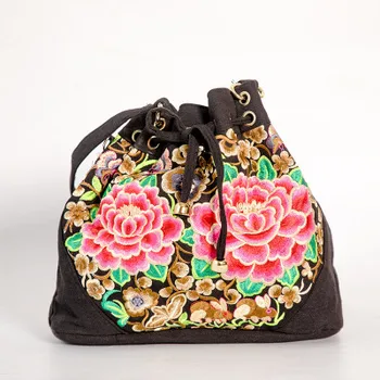 

Fashion national embroidery women shopping handbags!Nice floral embroidered lady shoulder&Crossbody bag All-match canvas Carrier