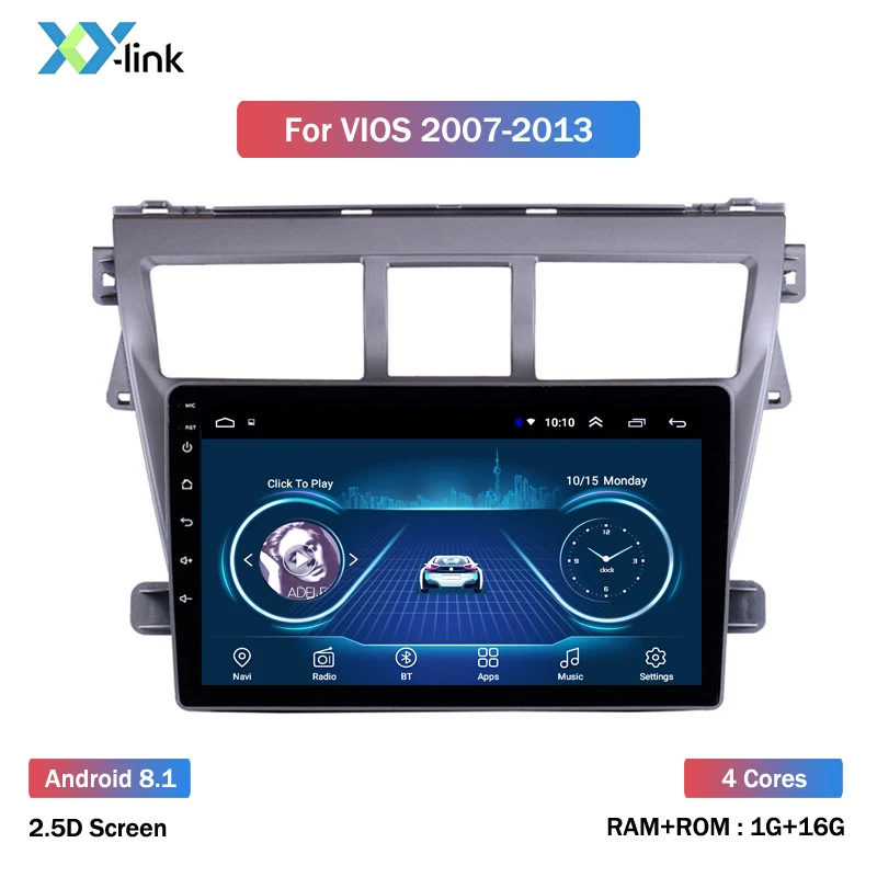 4 CORES 1G RAM 9 дюймов ips 2.5D Android 8,1 автомобильный dvd мультимедийный плеер gps для Toyota Vios Yaris Belta автомобильный gps-навигация, радио, стерео - Цвет: 4 CORES 1G RAM