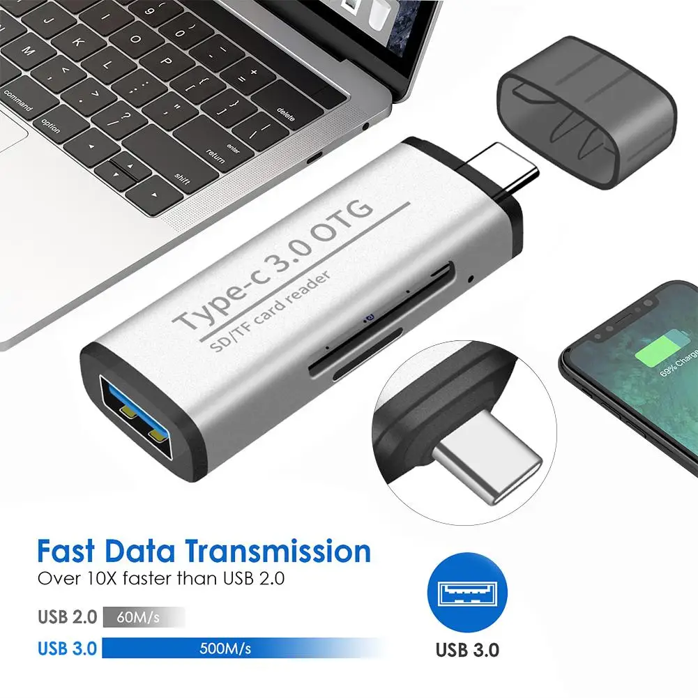 Usb type C высокоскоростной TF SD кард-ридер USB 3,0 OTG адаптер SDHC SDXC MMC кардридер Micro SD/TF CF MS Microsd считыватели