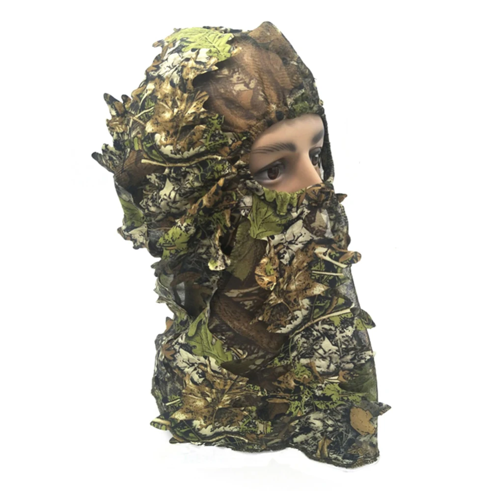 

3D Maple leaf Pattern Mask Camouflage Outdoor Hunting Caps Hood Head Net Eyehole Opening Scarf Hunting Accessories