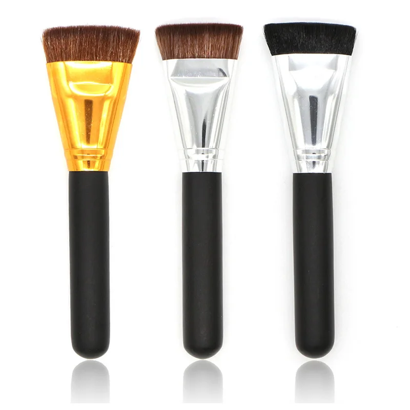 

Single Makeup Flat Brushes Beauty Tool Foundation Repair Make up Fiber Loose Powder Brushes Multifunction Wooden Handle Brush