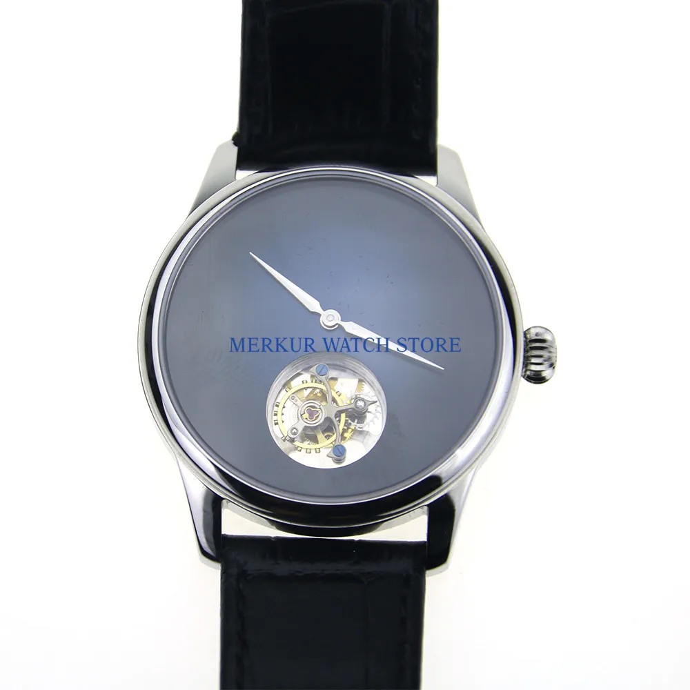 Sugess Mens Watch Flying Mechanical Seagull ST8000 Tourbillon Movement Skelenton Luxury Dress Gradient Blue