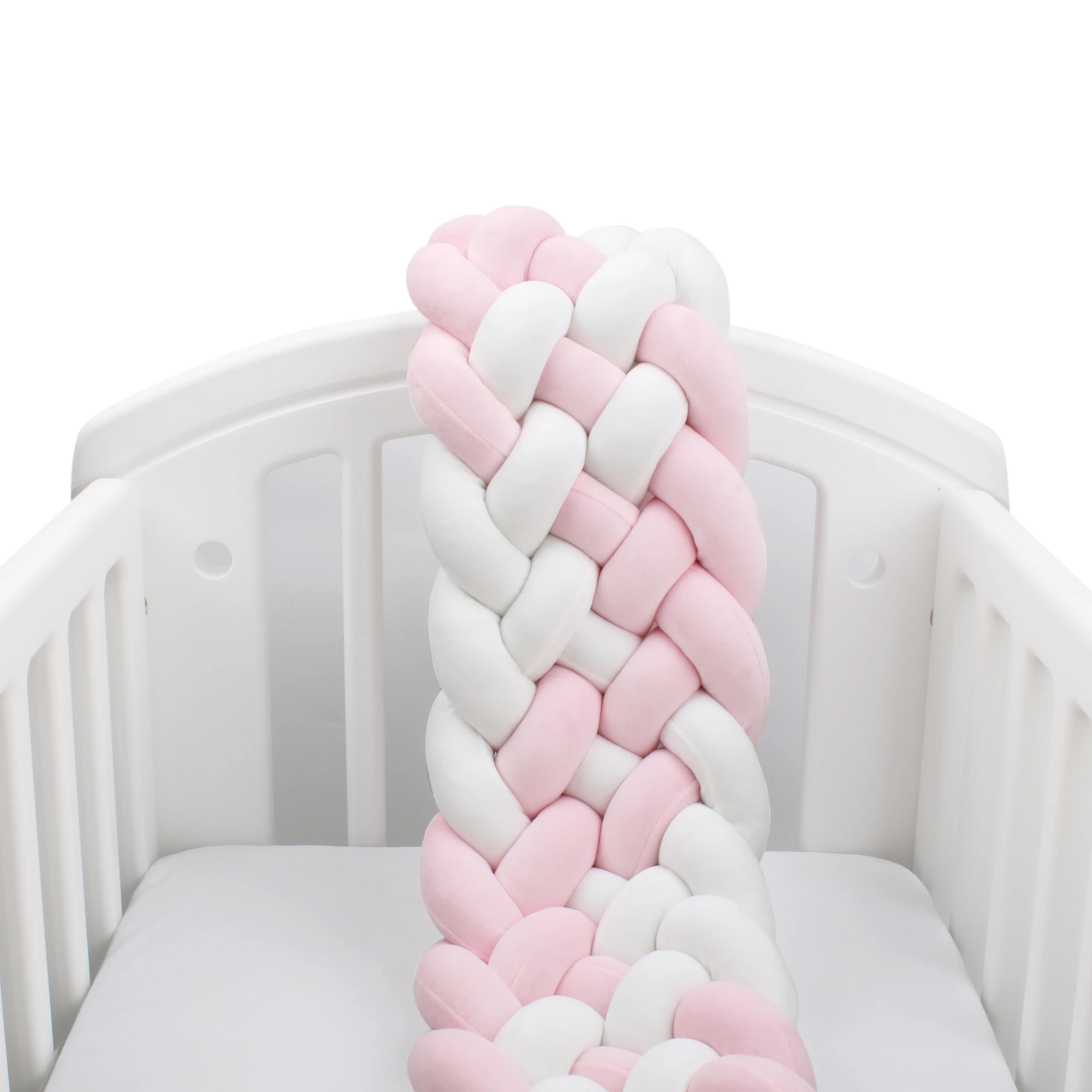 6 Knotted 200cm Braided Baby Bed Bumper Soft Pad Cushion Nursery Cradle Infant Room Long Braid Pillow crib bumper