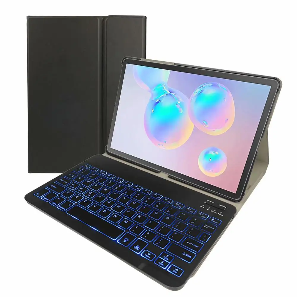 

For Samsung Galaxy Tab S6 10.5 2019 SM-T860 SM-T865 T860 Case Stand Cover with Wireless Bluetooth 7 colors Backlit Keyboard+Film