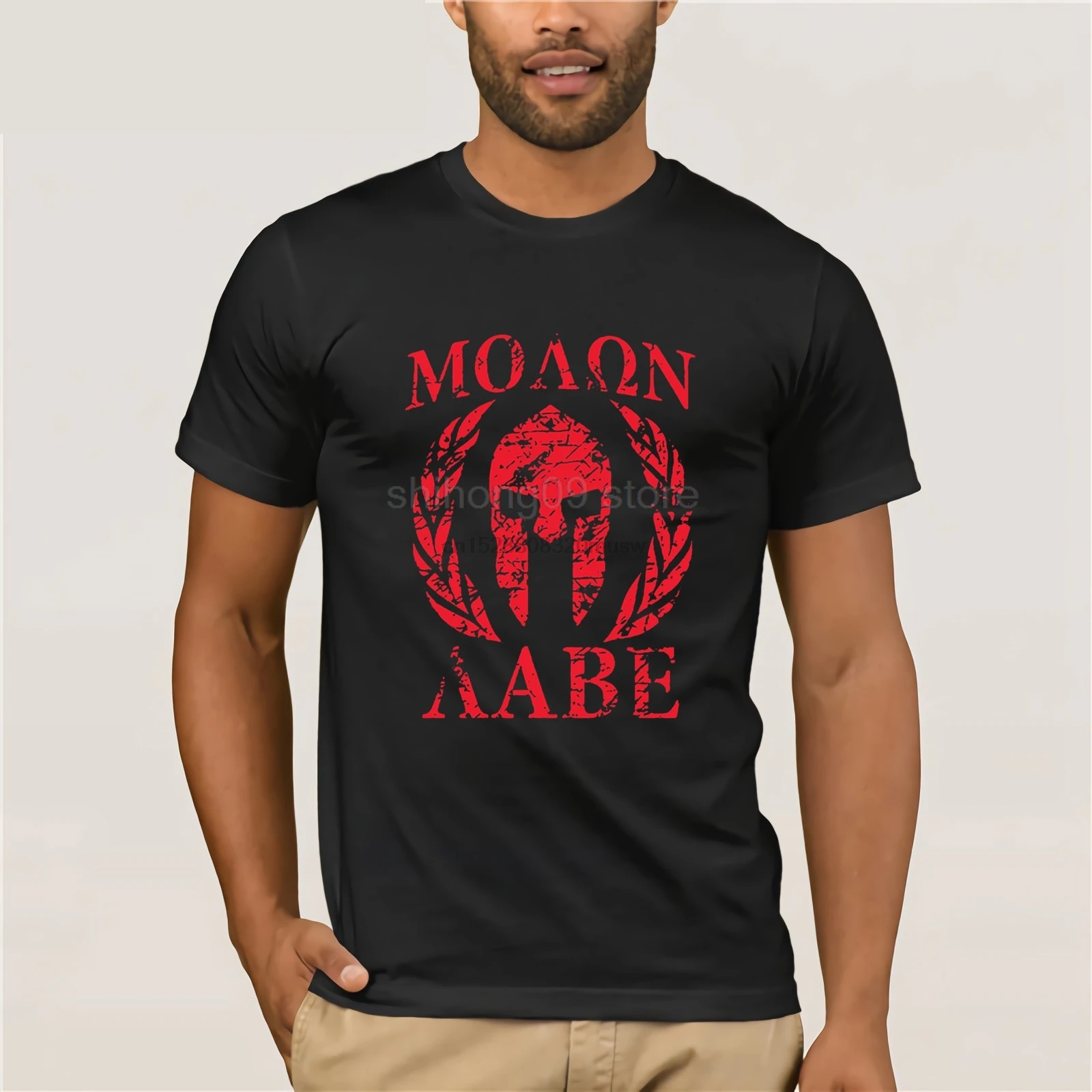 

Molon Labe T Shirt Men Short Sleeve Male Harajuku 3XL Spartan Trojan Helmet Laurels Tshirt Boy Gift Sparta Retro Old Style