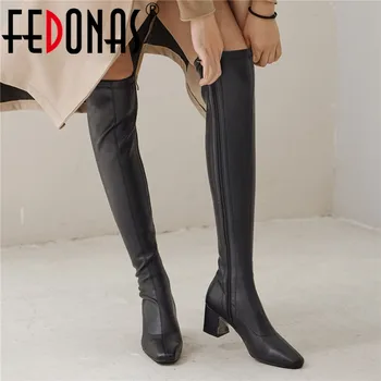 

FEDONAS Women Flock Elegant High Heels Zipper Riding Boots Winter Warm Slim Long Boots Party Dancing Shoes Woman Sexy Long Boots