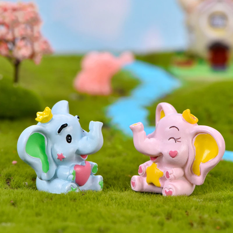 2PCS Cute Lovely Elephant Miniature Figurines Fairy Garden Gnomes Moss Terrariums Resin Crafts Home Decoration Accessories | Дом и сад
