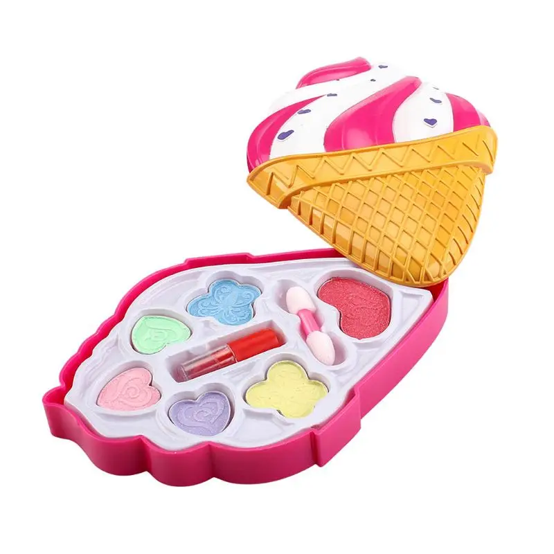Протестированный на безопасность нетоксичный детский моющийся набор для макияжа модный водорастворимый набор косметических игрушек с коробкой для мороженого для маленьких девочек