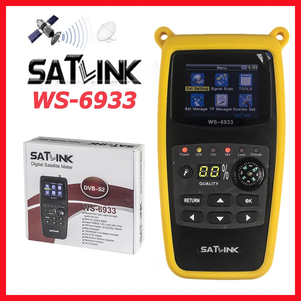 Оригинальный спутниковый искатель Satlink WS 6933 цифровой сатфингер DVB S2 2 1 дюймов ЖК