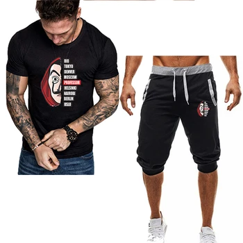 

Summer New Selling Men's Sets Brand T Shirts+Short pants Two Pieces Suits Casual Tracksuit Breathable Fitness Shorts men Set