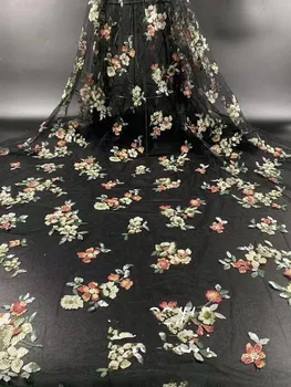 

2020 high quality sequins small flowers embroidery French tulle lace fabric fashion skirt design fabric