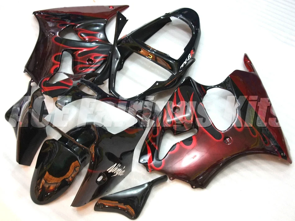 

New ABS Full fairing Fit for Kawasaki ZX6R 2000 2001 2002 motorcycle fairings ZX-6R 00 01 02 Ninja 636 bodywork set red Flame
