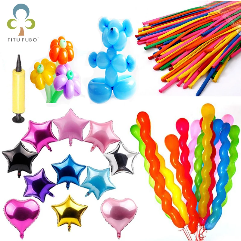 78Pcs/Set Long Magic Balloon Weaving Foil Balloon Spiral Latex Balloon Color Wedding Ceremony DIY Birthday Party Decorations ZXH