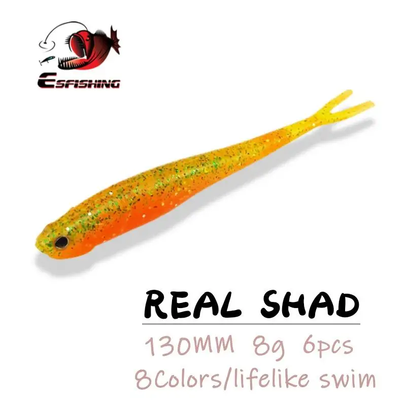 Esfishing Leurres De Pêche Réel Shad 130mm 6 pièces Plastiques appâts Chine Swimbait Matériel Leurre Pêche À la Truite