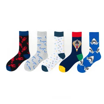 

Korea Trend Women happy funny Socks shark lobster Socks Men Hip Hop Cotton Unisex Streetwear Novelty Socks male Female