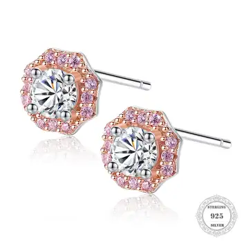 

Pink White Zircon Stud Earrings,Thomas Style Glam Fashion Good Jewerly For Women,2020 New Ts Gift In 925 Sterling Silver