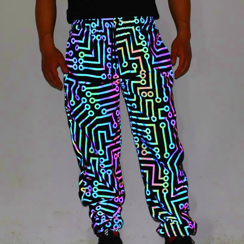 Men geometric circuit lines colorful reflective jackets hip hop windbreaker men's reflect light casual coats jaqueta masculina 6