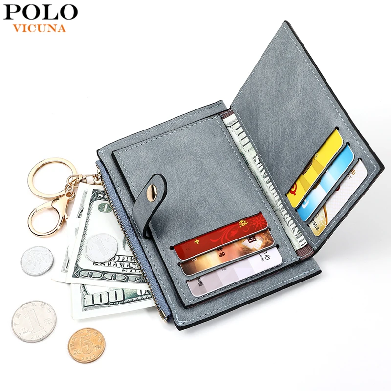 

VICUNA POLO High Capacity Women's Leather Keychain Wallet Fashion Brand Slim Girl Card Holder Wallet billetera hombre Factory