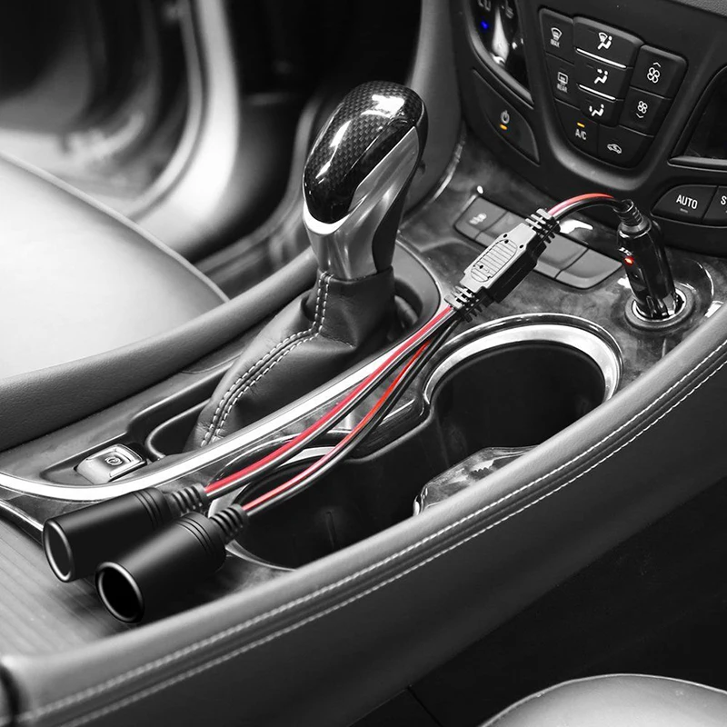 25 см на 2-портный Dual способ розетка для автомобильного прикуривателя переходник Зарядное устройство сплиттер черный