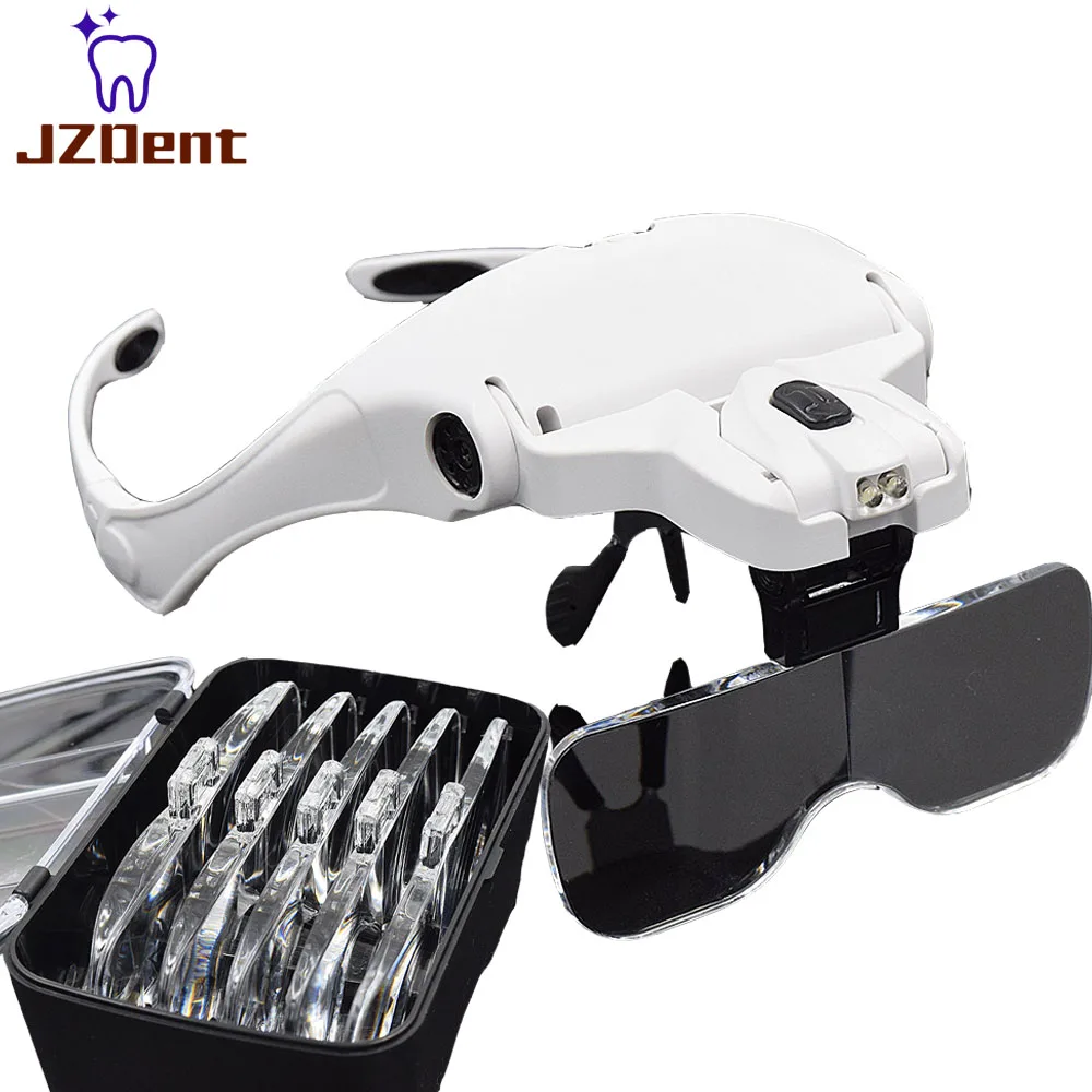 Dental Magnifying Glass Loupe Illuminated Magnifier with LED Light