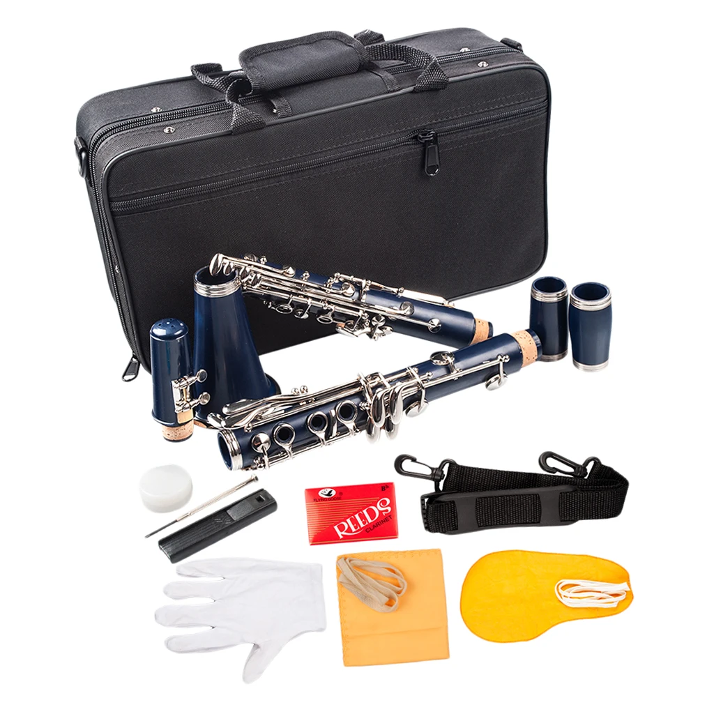 

Beginner Student B Flat Clarinet Set with Carry Case PVC Dark Blue