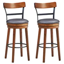 

Set of 2 BarStool 30.5" Swivel Pub Height Dining Chair with Rubber Wood Legs HW65297