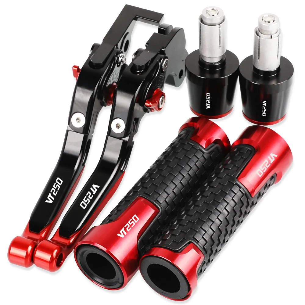 

VT250 Motorcycle Aluminum Brake Clutch Levers Handlebar Hand Grips ends For HONDA VT250 MC20 SPADA 1989 1990 1991