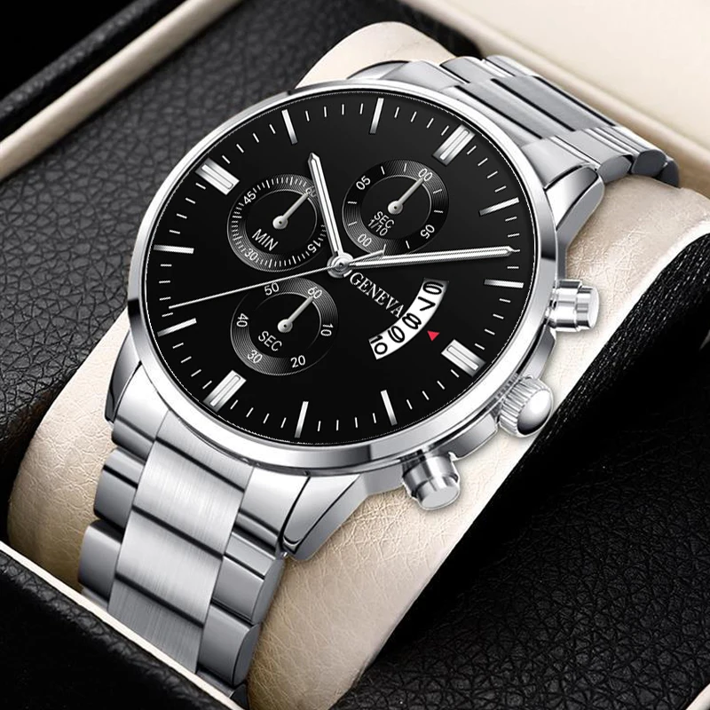 2020 Fashion Trend Men's Stainless Steel Watch Luxury Calendar Quartz Watch Men's Business Casual Watch
