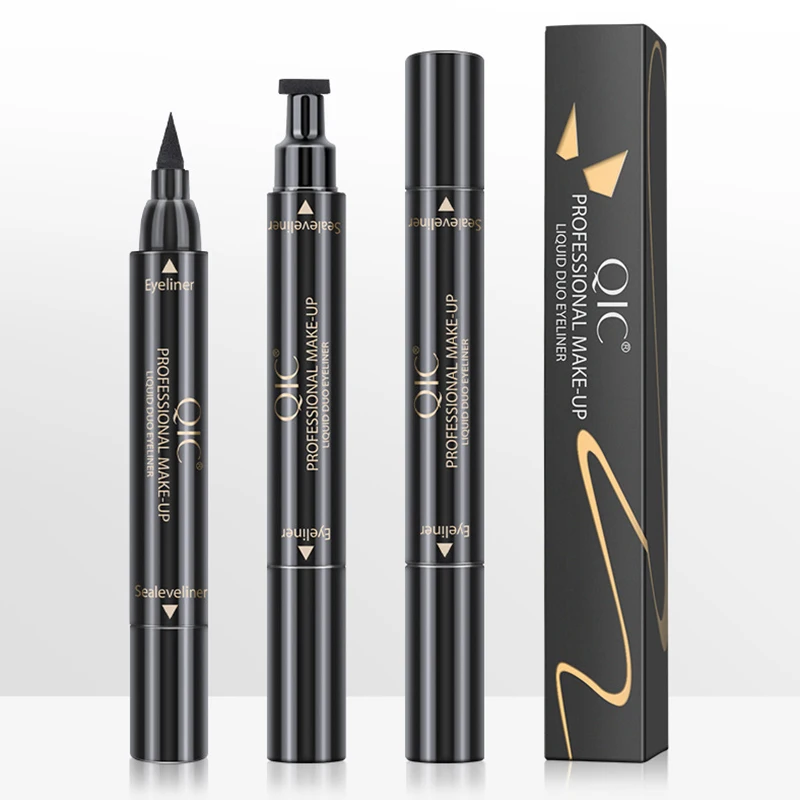 CE068 Double-headed Stamps Eyeliner Cosmetic Waterproof Black Eye Liner Pencil Seal Fast Dry Liquid Makeup Tool