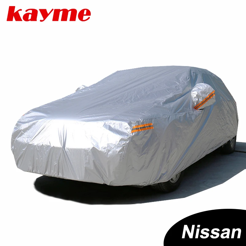 Kayme Waterproof full car covers sun dust Rain protection car cover auto suv for nissan tiida x-trail almera qashqai juke note custom license plate