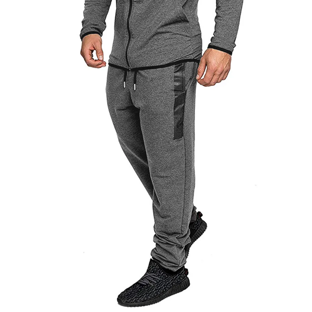

Pantalones Hombre Autumn Winter Patchwork Sweatshirt Top Pants Sets Sports Suit Tracksuit Winter Warm Pant For Men Casual Pants