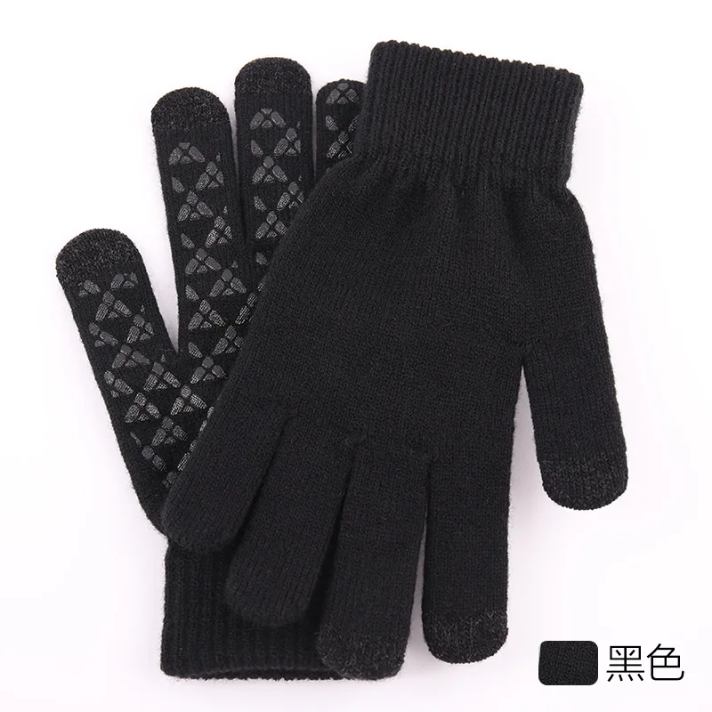 

Knitted gloves men's winter increased warmth and thick non-slip wool outdoor Riding/Driving/Mountaineeer touch screen gloves