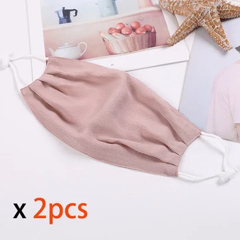 

【Global Free Shipping】2pcs pack Pink Silk mulberry silk mask | female washable veil face towel to cover face black